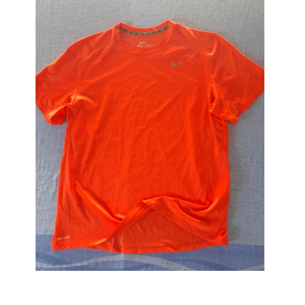 Nike Dri-FIT Mens XL Neon Orange Short Sleeve Training Running Mesh Lined Tee